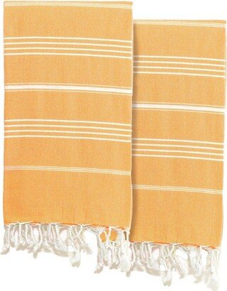 2pc Turkish Cotton Lucky Pestemal Beach Towel Melon/Orange