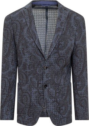 All-Over Paisley Printed Buttoned Blazer