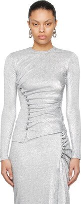 Rabanne Silver Draped Long Sleeve T-Shirt