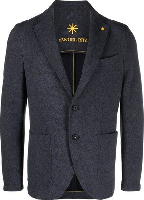 Single-Breasted Cotton-Blend Blazer-AA