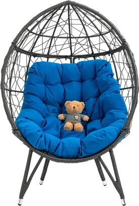 BESTCOSTY Outdoor Patio Wicker Egg Chair with Cusion