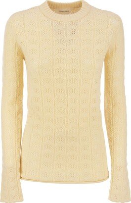 Perforated Pattern Crewneck Jumper-AB