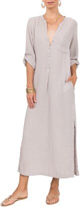 Button Front Cotton Gauze Caftan