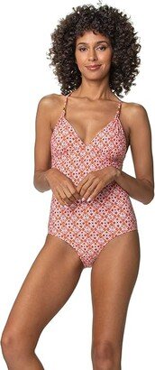 Lattice Back One-Piece (Heritage Tile Coral) Women's Swimsuits One Piece
