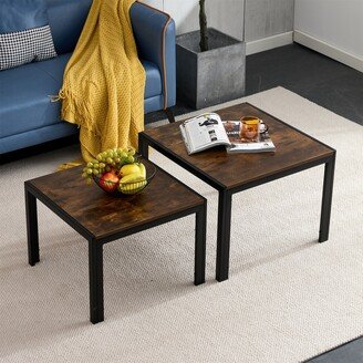 TONWIN Stacking Table with Wood Finish Nesting Coffee Table Set of 2