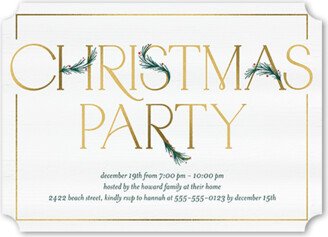 Holiday Invitations: Art Deco Evergreen Holiday Invitation, White, 5X7, Christmas, Matte, Signature Smooth Cardstock, Ticket