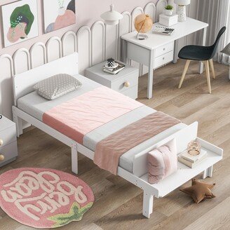 HomSof Twin Bed with Footboard Bench