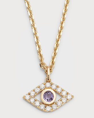 Amethyst Evil Eye Charm Necklace with Diamonds