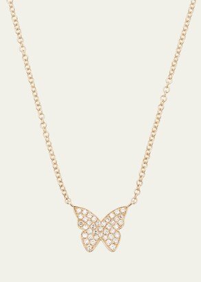 14k Rose Gold Diamond Butterfly Necklace