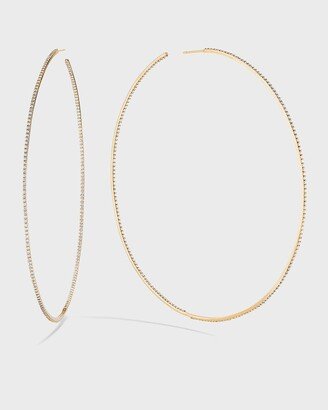 14k Gold & Skinny Diamond Hoop Earrings