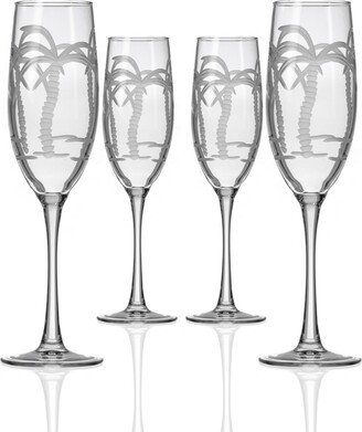 Palm Tree Flute 8Oz - Set Of 4 Glasses