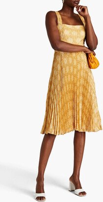 Mikael Aghal Cutout pleated printed jacquard dress