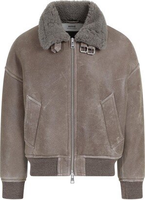 Paris Zipped Shearling Bomber Jacket