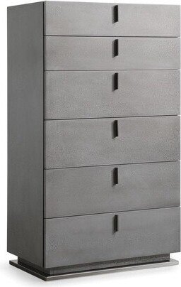 30 Grey Manufactured Wood + Solid Wood Stainless Steel Six Drawer Standard Chest