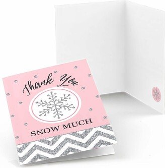 Big Dot Of Happiness Pink Winter Wonderland - Birthday Party or Baby Shower Thank You Cards (8 Count)