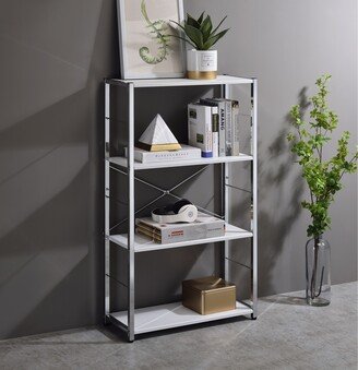 IGEMAN 4-Tier Tennos Bookshelf, White & Chrome Finish