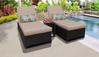 Barbados Wheeled Chaise Set of 2 Outdoor Wicker Patio Furniture and Side Table