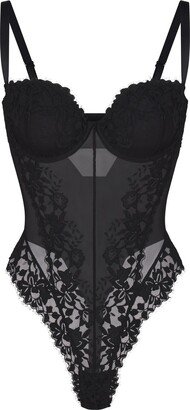 Skims Lace Lined Balconette Thong Bodysuit | Onyx