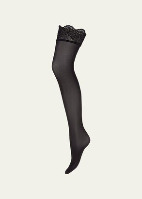 Velvet Lace-Trim Thigh Highs