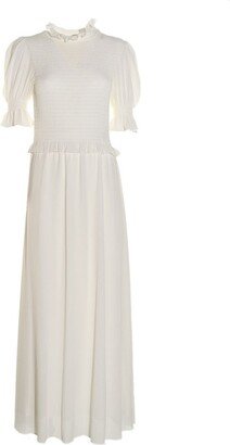 Shirred Ruffled Maxi Dress