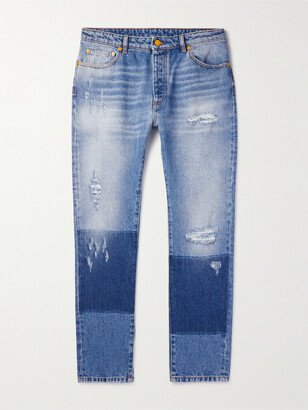 8 Palm Angels Skinny-Fit Panelled Distressed Jeans-AA