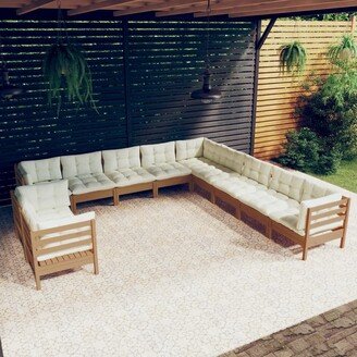 12 Piece Patio Lounge Set with Cushions Solid Pinewood - 25 x 25 x 24.6