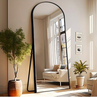 Rhea Arched Full Length Mirror 71x31, Large Floor Mirror with Stand or Leaning Against Wall for Bedroom - The Pop Home , Black