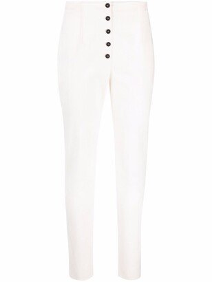 High-Waist Slim-Fit Canvas Trousers