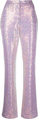 High-Waisted Sequin Design Trousers