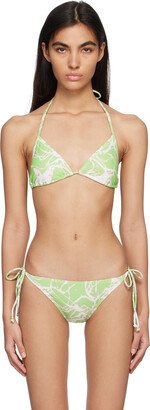 lesugiatelier Green Graphic Bikini Top