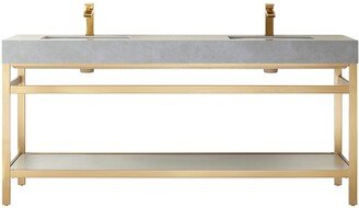 Funes 72 Double Sink Vanity in Metal Support with Sintered Stone Top