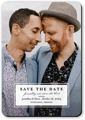 Save The Date Cards: Stamped Date Save The Date, White, Magnet, Matte