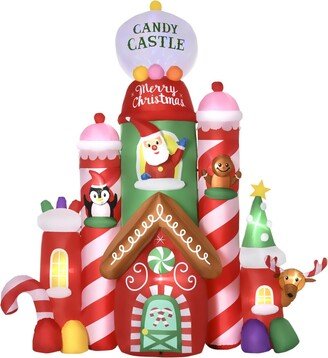 10' Inflatable Christmas Candy Castle, Blow-Up Outdoor Yard Display