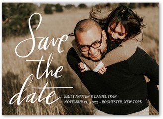 Save The Date Cards: Handwritten Engagement Save The Date, White, 5X7, Matte, Signature Smooth Cardstock, Square