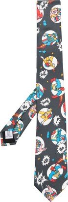 Illustration-Print Pointed Tie