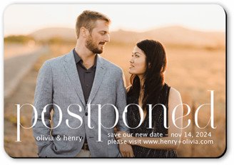Save The Date Cards: Postponed Save The Date, White, Magnet, Matte