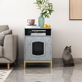 Modern Nightstand with Storage Space Above and Pet Space Below