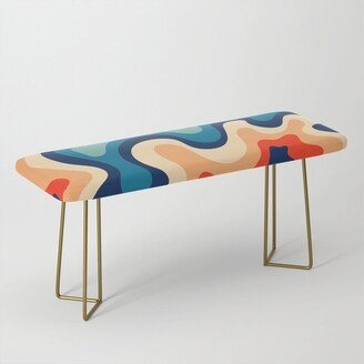 Retro 70s and 80s Abstract Soft Layers Swirl Pattern Waves Art Vintage Color Palette 2 Benches