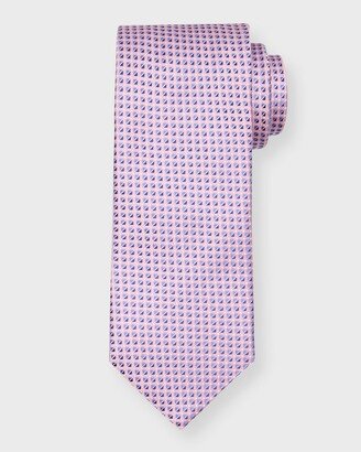 Men's Micro-Geometric Jacquard Silk Tie-AA