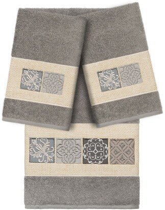 Vivian 3-Piece Embellished Towel - Dark Gray