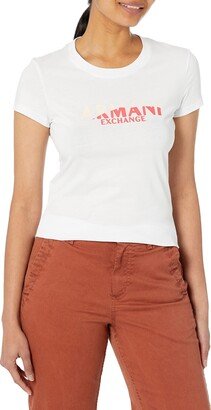 A|X Armani Exchange Women's Crew Neck Slim Fit Colorblocked Logo T-Shirt