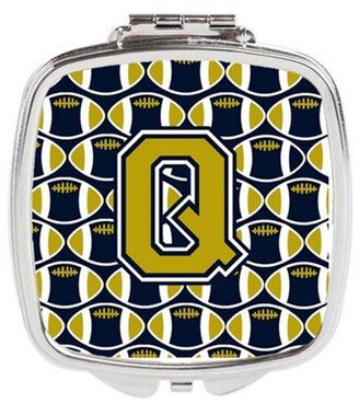 CJ1074-QSCM Letter Q Football Blue & Gold Compact Mirror, 3 x 0.3 x 2.75 in.