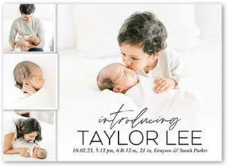 Birth Announcements: Modern Introduction Birth Announcement, White, 5X7, Standard Smooth Cardstock, Square
