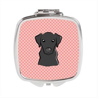 BB1235SCM Checkerboard Pink Black Labrador Compact Mirror, 2.75 x 3 x .3 In.