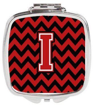 CJ1047-ISCM Letter I Chevron Black & Red Compact Mirror