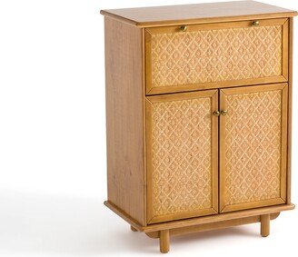 La Redoute Interieurs Orient Pine and Cane Bar Cabinet