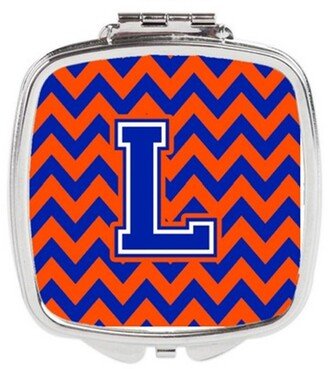 CJ1044-LSCM Letter L Chevron Orange & Blue Compact Mirror, 3 x 0.3 x 2.75 in.