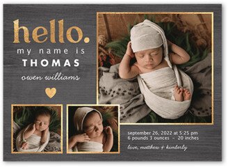 Birth Announcements: Rustic Newborn Birth Announcement, Grey, 5X7, Signature Smooth Cardstock, Square