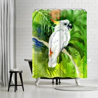 71 x 74 Shower Curtain, White Cockatoo Jungle by Suren Nersisyan