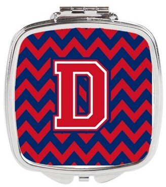 CJ1054-DSCM Letter D Chevron Yale Blue & Crimson Compact Mirror